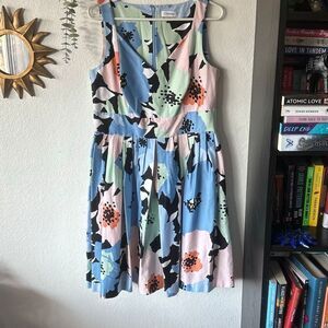 Calvin Klein Size 12 Blue / pink & green pastel fit & flare dress Tea dress